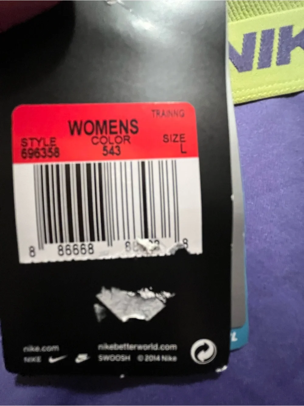 Nike Pro Women's Purple Training Shorts Dri-Fit with Lime Waistband Size L